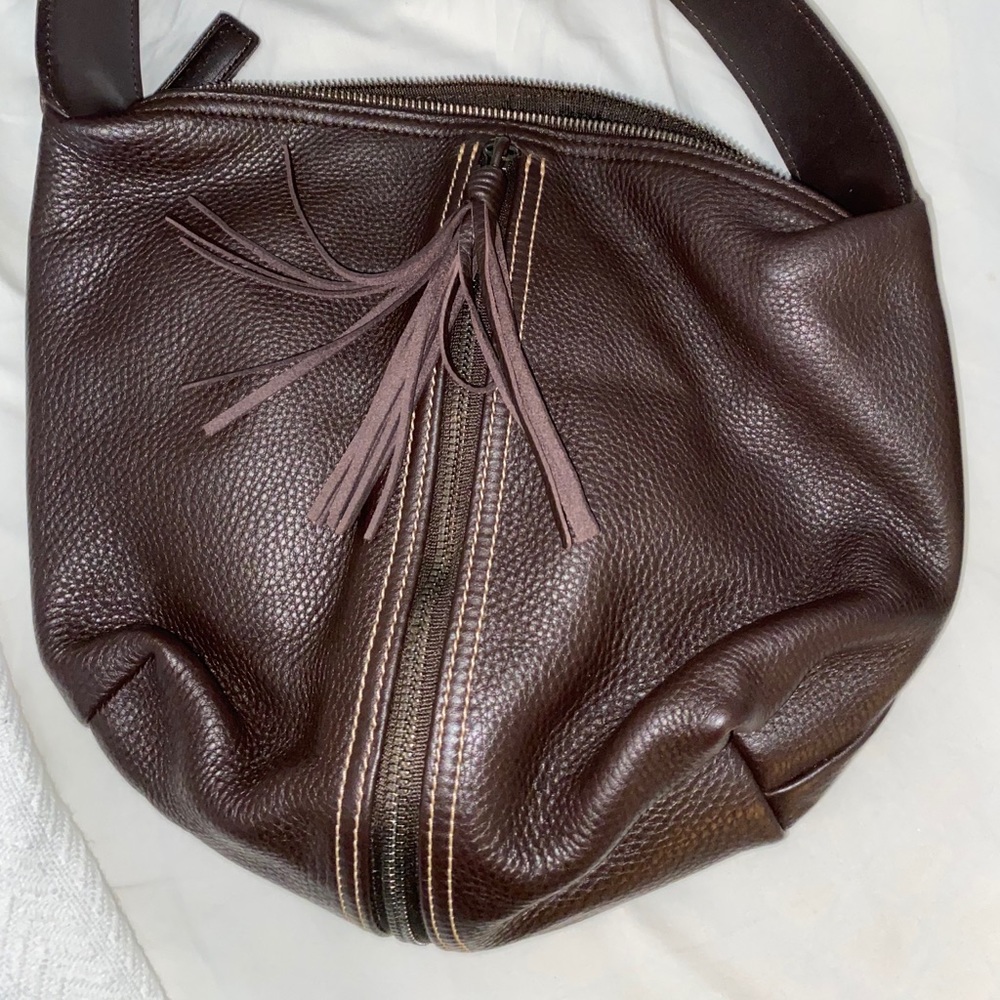 Price drop - longchamp Brown leather bag- expandable